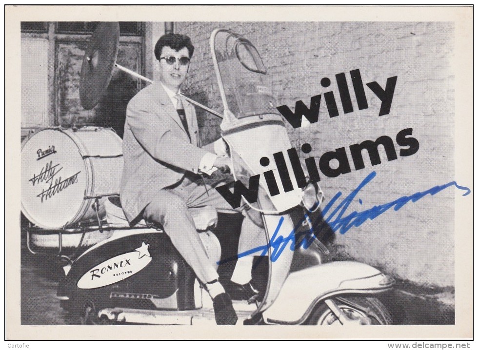 MECHELEN-FANKAART-WILLY WILLIAMS-HANDTEKENING-DRUMSTEL-BATTERIE-SCOOTER-LAMBRETTA-KAART+ - 11-16 CM-MMOI + ZELDZAAM - Malines