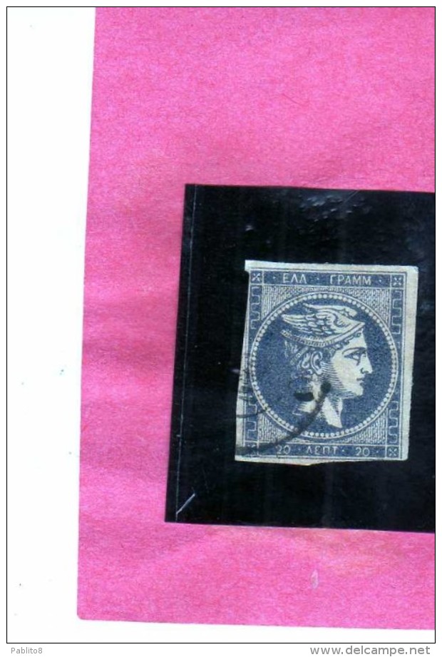 GREECE GRECIA ELLAS 1861 HERMES MERCURIO 20 LEPTA 20L USATO USED OBLITERE´ - Used Stamps