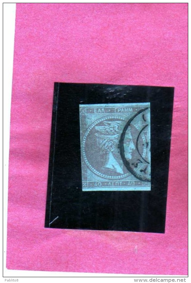 GREECE GRECIA ELLAS 1861 1862 HERMES MERCURIO 40 LEPTA 40L USATO USED OBLITERE´ - Used Stamps