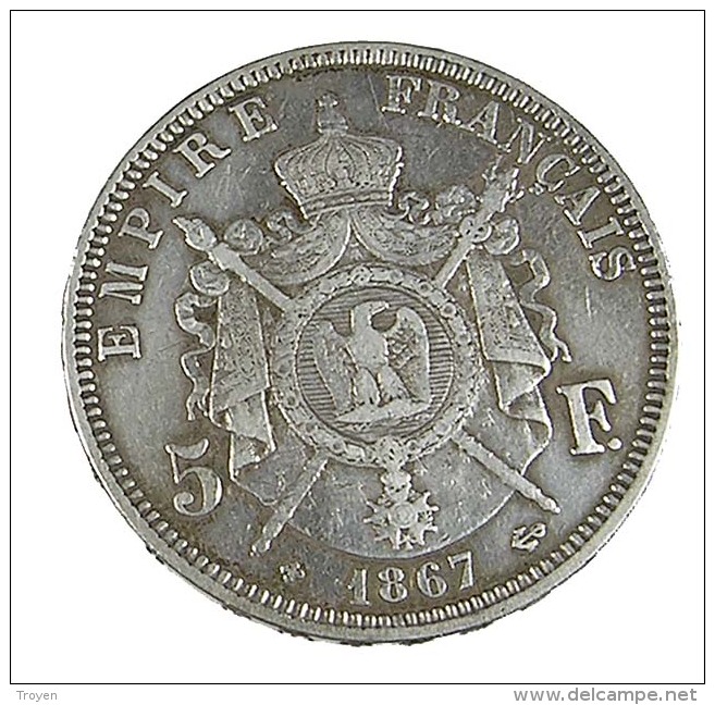 5 Francs - Napoléon III   - France - 1867 BB - Argent -  TB+  - - 5 Francs