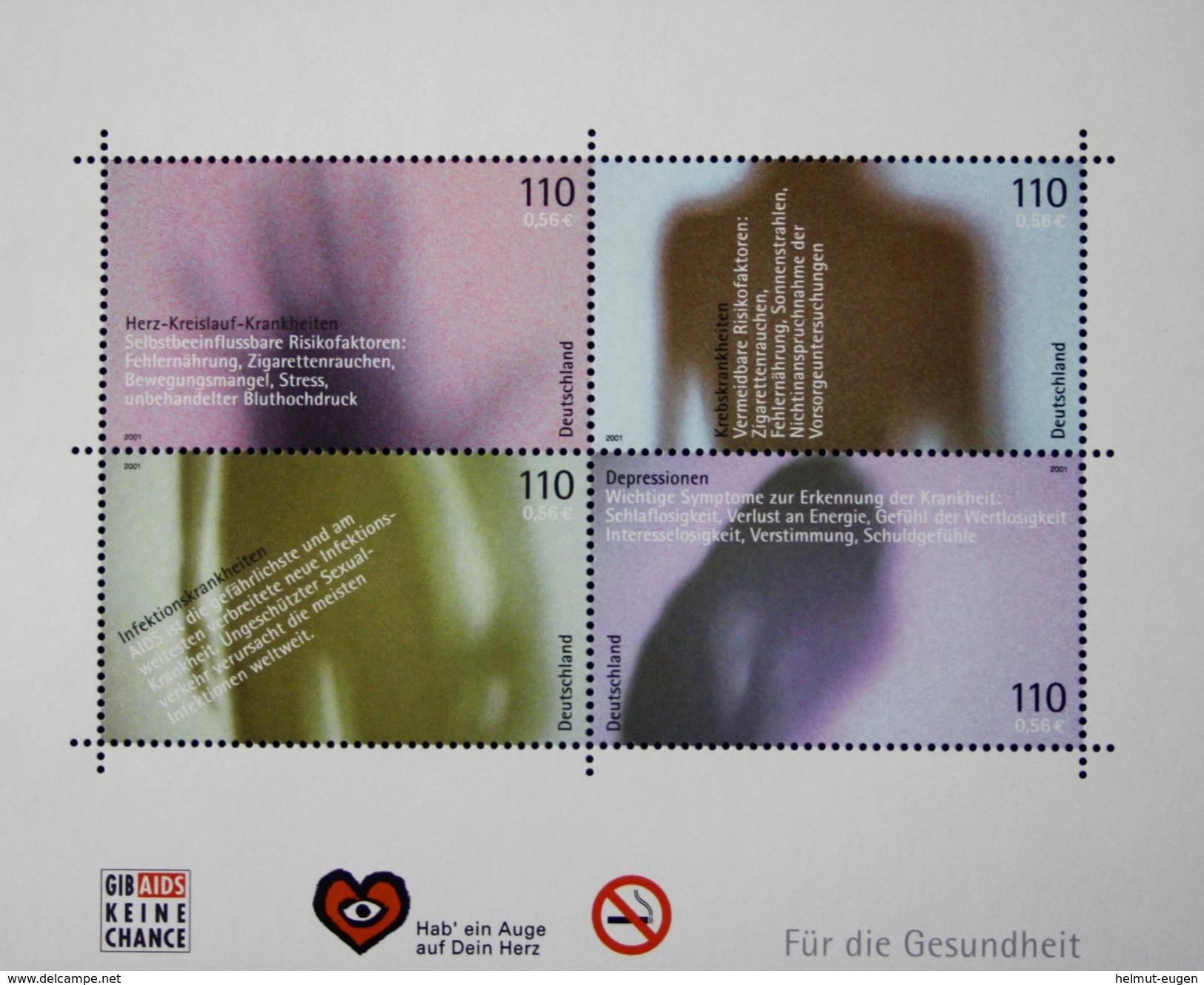 MiNr. 2200 - 2203 (Block 54) Deutschland Bundesrepublik Deutschland 2001, 12. Juli. Blockausgabe: Für Die Gesundheit.  S - 2001-2010