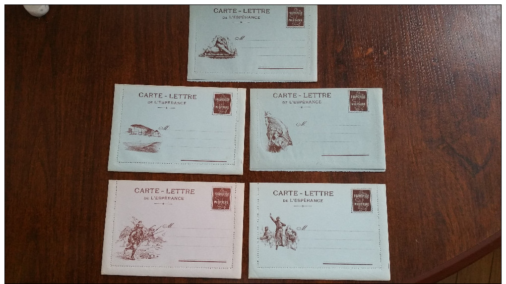 5 CARTES FM FRANCHISE MILITAIRE CARTE LETTRE DE L'ESPERANCE /FREE SHIPPING REGISTERED - Lettres & Documents