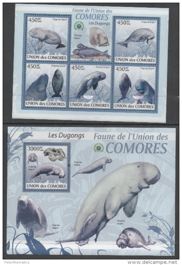 COMORES,2009, MNH, MARINE LIFE, DUGONGS,   OFFICIAL ISSUE,   SHEETLET + S/SHEET - Other & Unclassified