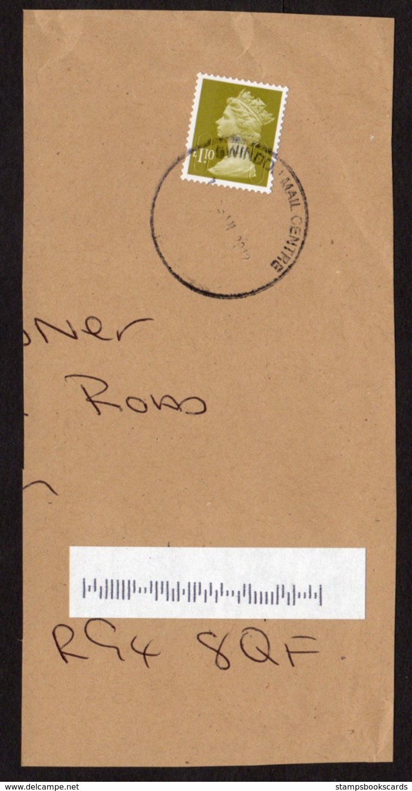 £1.10 Used Swindon Mail Centre 2012 With Bar Code Tracking Label - Machins