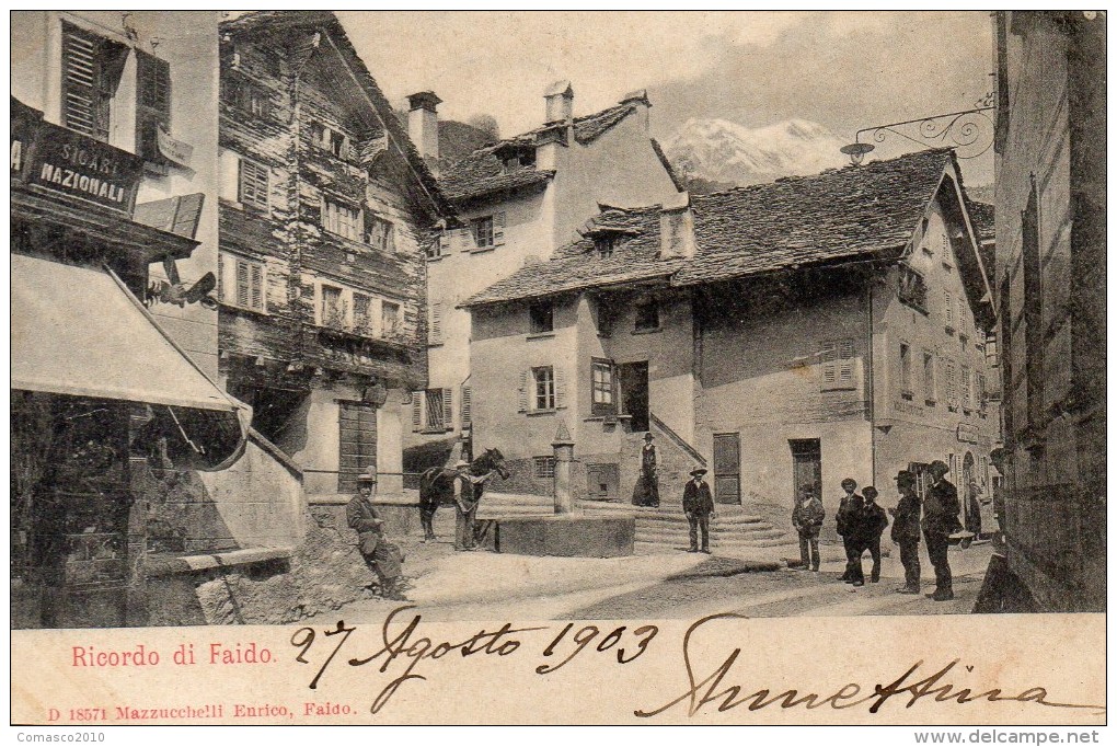 CARTOLINA DI  FAIDO SCORCIO DEL PAESE ANIMATA  VIAGGIATA 1903 SUPER!!! - Faido