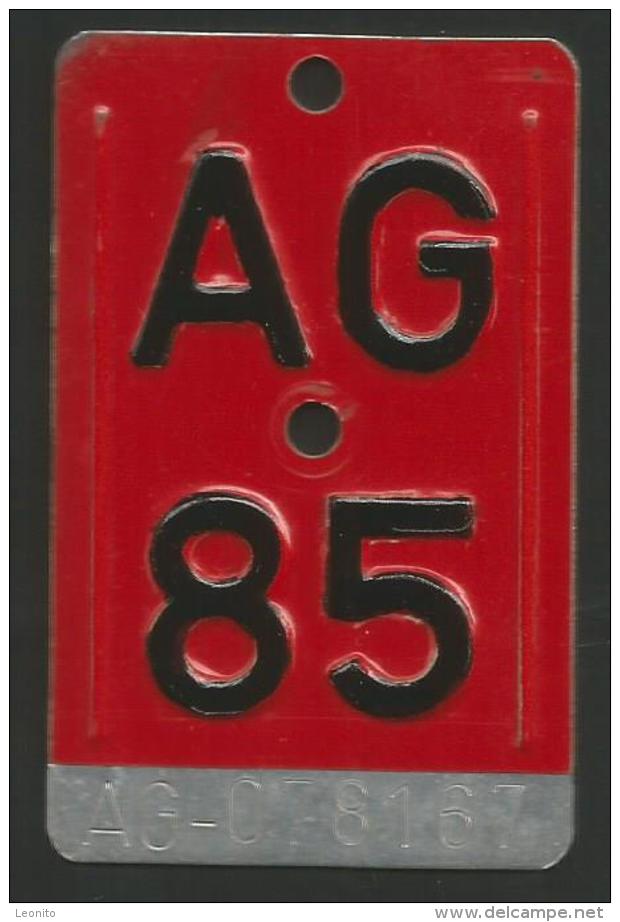 Velonummer Aargau AG 85 - Plaques D'immatriculation