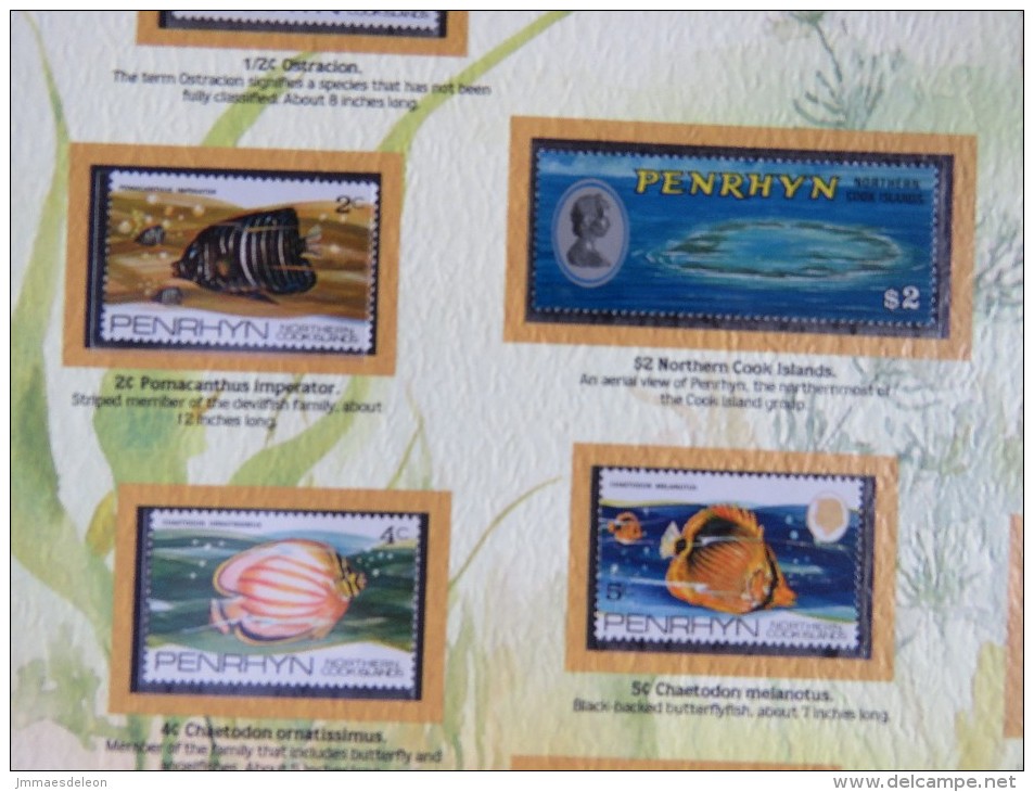 Penrhyn 1974 Fishes Fish - Mint Stamps On Panel - Scott 50/62 = 16.34 $ - Penrhyn