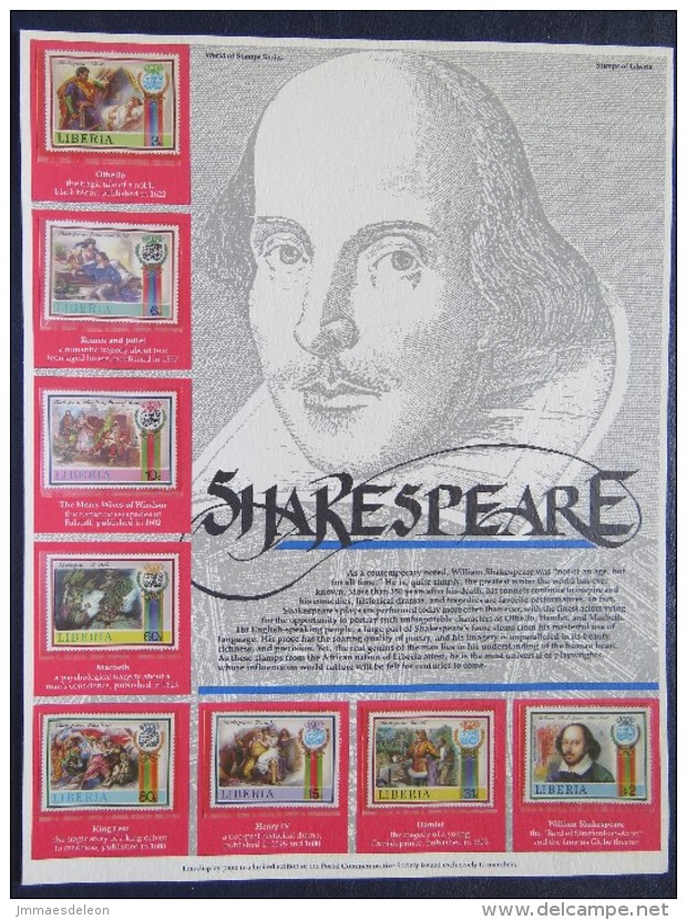 Liberia 1987 Shakespeare - Mint Stamps On Panel - Scott 1060 = 8.50 $ - Liberia