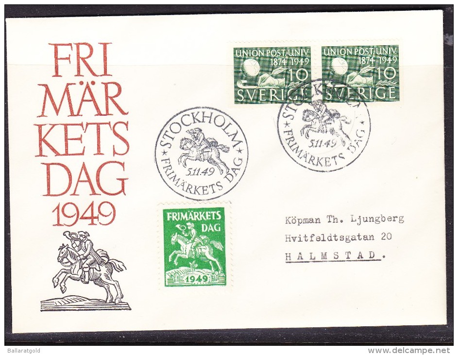 Sweden 1949 Fri Markets Dag (Stamp Day)  Cover Addressed With "Green " Cinderella - Covers & Documents