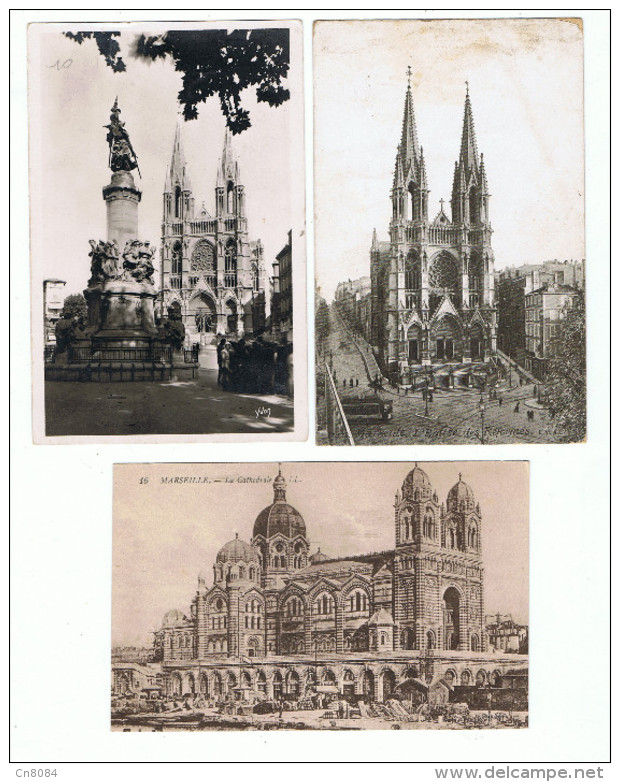 MARSEILLE - 13 - LOT 5CPA + 2 CPSM - LA CATHEDRALE DE LA MAJOR  - EGLISE DES REFORMES -N D De La GARDE - Non Classés