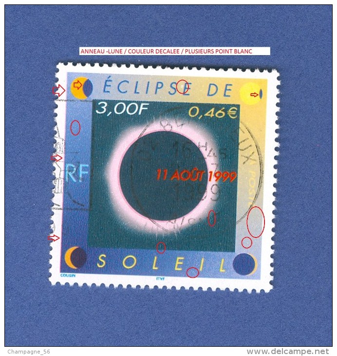 *  1999  N° 3261  ECLIPSE DU SOLEIL 28 . 7 . 1999   OBLITÉRÉ - Used Stamps