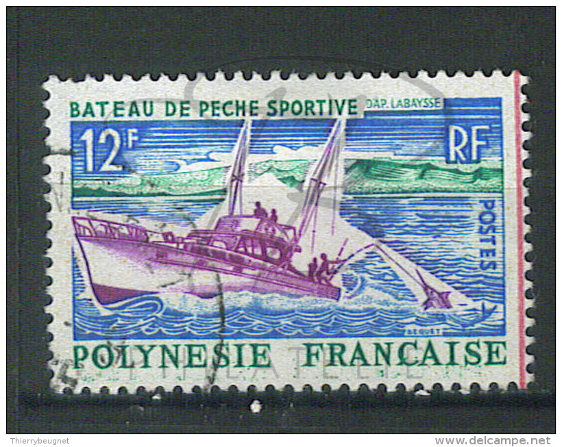 VEND BEAU TIMBRE DE POLYNESIE N°38 , TRAIT ROUGE A DROITE !!!! - Oblitérés