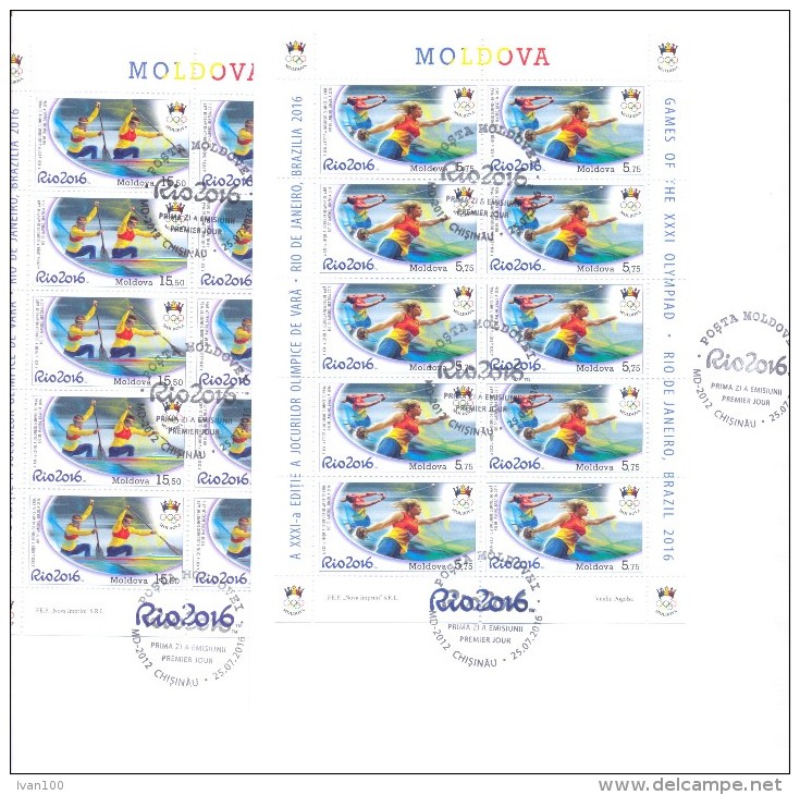 2016. Olympic Games Rio-de-Janeiro´2016, FDC With 2 Sheetlets, Mint/** - Zomer 2016: Rio De Janeiro