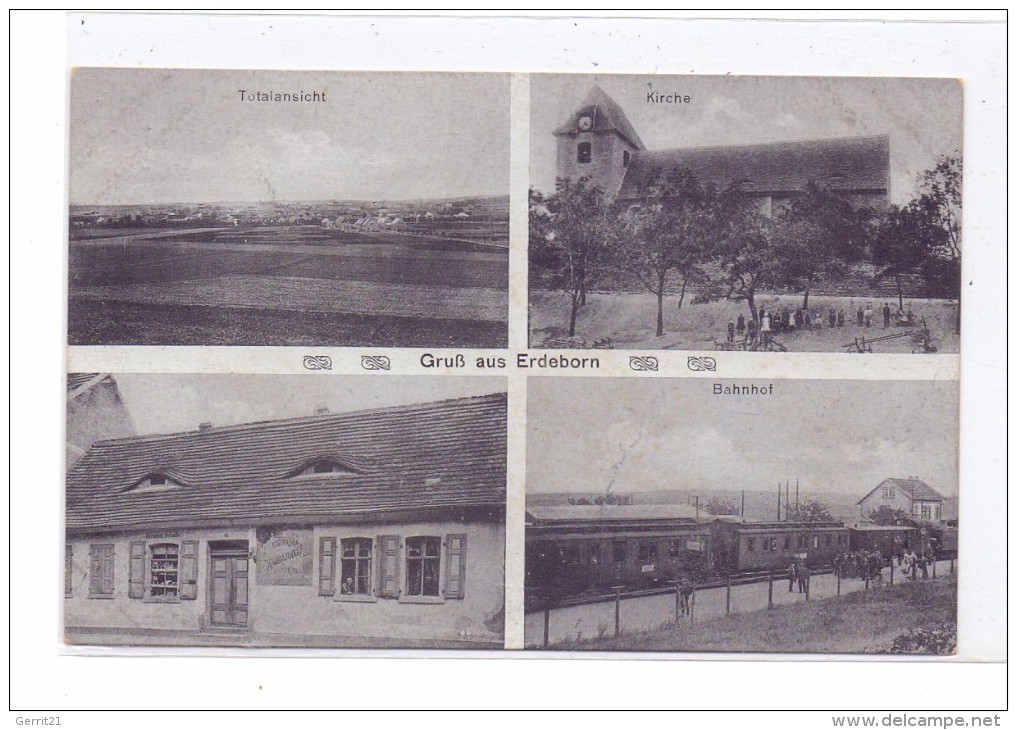 0-4251 MANSFELDER SEEGEBIET - EDEBORN, Handlung Hofmüller, Bahnhof, Kirche..., Kl. Randmangel - Mansfeld