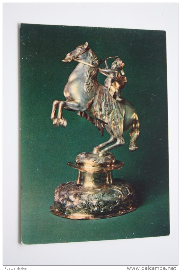 OLD Soviet  Postcard  - Silver Goblet  - CUPID ON HORSE - Arch - Archer  - 1979 - Archery