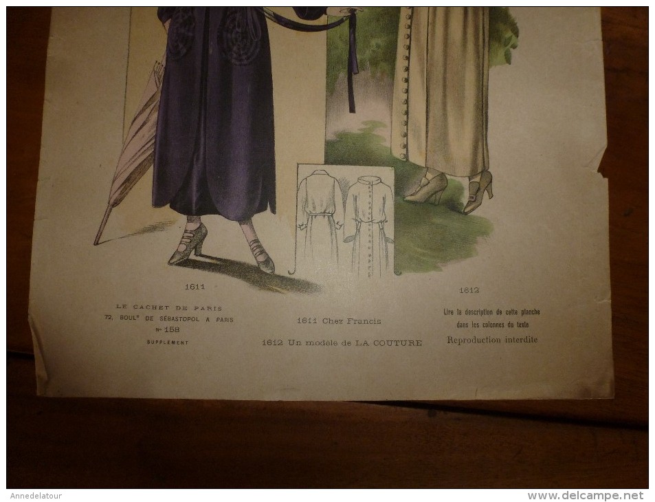 1922  Grande Gravure De Mode Le Cachet De Paris (Marcel Pannetier ,Chantraine-Epinal) :1611 Chez Francis,1612 Un Modèle - Lithographies