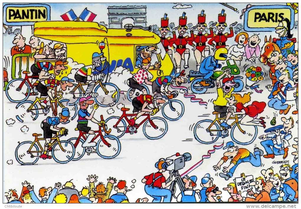 CYCLISME  " TOUR DE FRANCE 1984  / BANANIA  " ETAPE N° 23  " ILLUSTREE PAR GUERRIER  CPSM / CPM  10 X 15   TTBE - Otros & Sin Clasificación