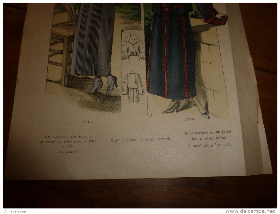 1922 Grande Gravure De Mode Le Cachet De Paris (Marcel Pannetier,Chantraine-Epinal):1561 Chez Gabriel,1562 Chez Francis - Lithographies