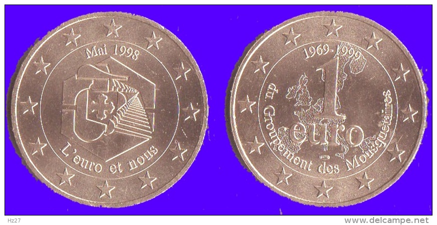 Médaille 30mm 1 EURO Du GROUPEMENT DES MOUSQUETAIRES  L´euro Et Nous Mai 1998 - Professionali / Di Società