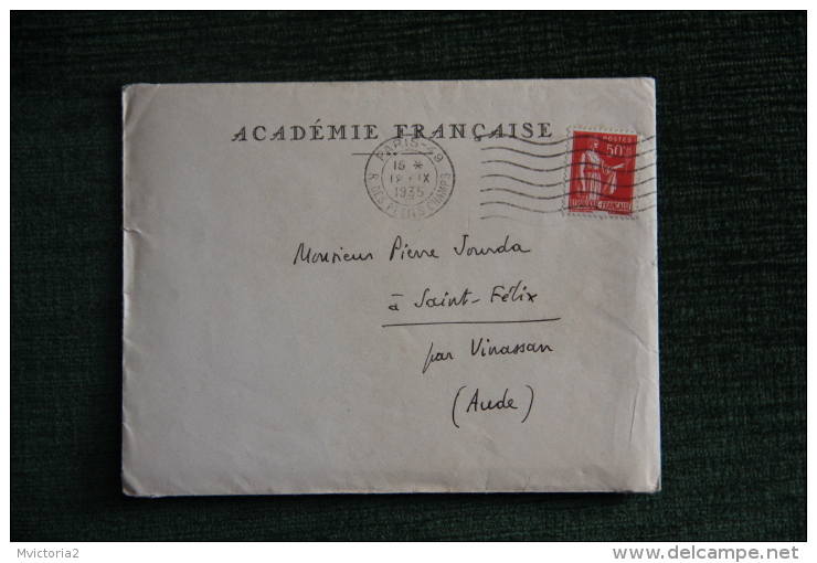 Enveloppe Timbrée Publicitaire  Avec Lettre - ACADEMIE FRANCAISE. - Lettres & Documents