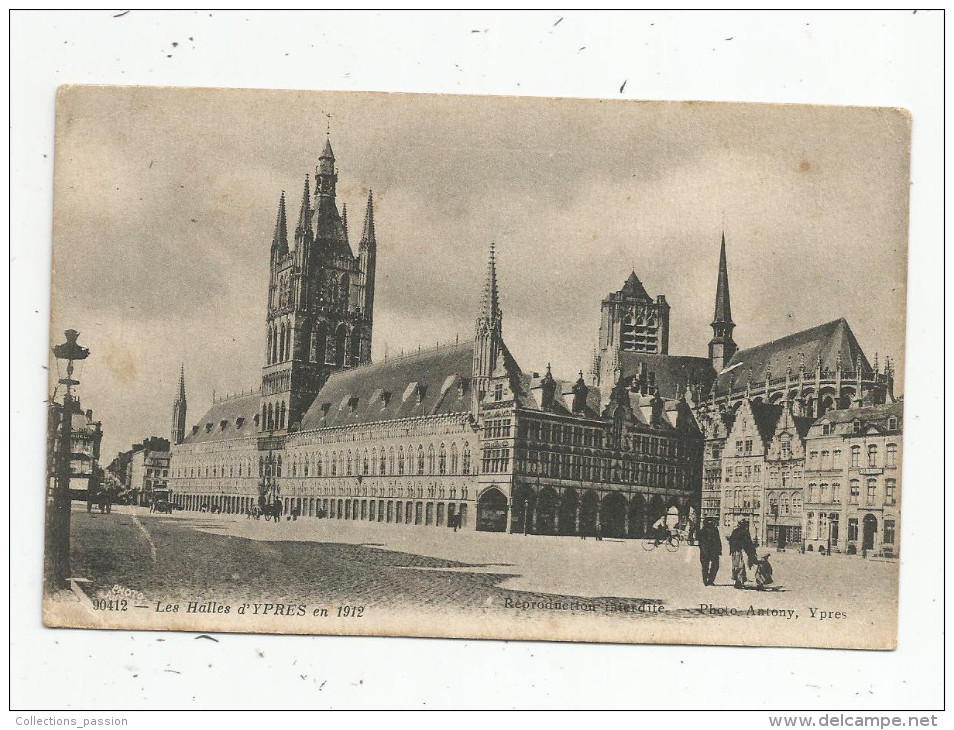 Cp , BELGIQUE , LEPER ,les Halles D'YPRES En 1912 , Vierge - Ieper