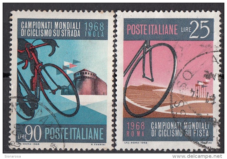 Italia 1968 Uf. 1092-1093 Roma Imola Campionati Mondiali Di Ciclismo - Viaggiato Used - Full Set - Ciclismo