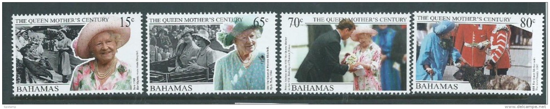 Bahamas 1999 Queen Mother 100th Birthday Set Of 4 MNH - Bahamas (1973-...)