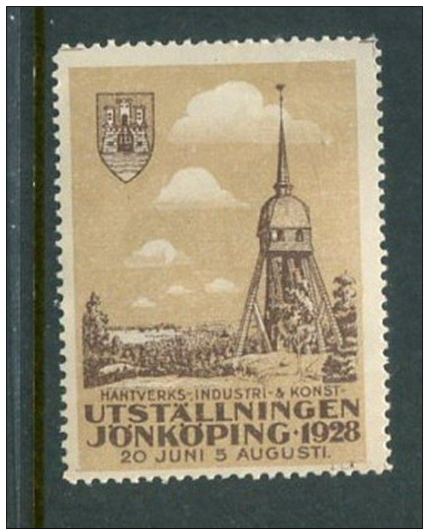 1928 Utstallningen Jonkoping Reklamemarke Poster Stamp Vignette Never Hinged 1 1/2 X 2" - Erinnofilie