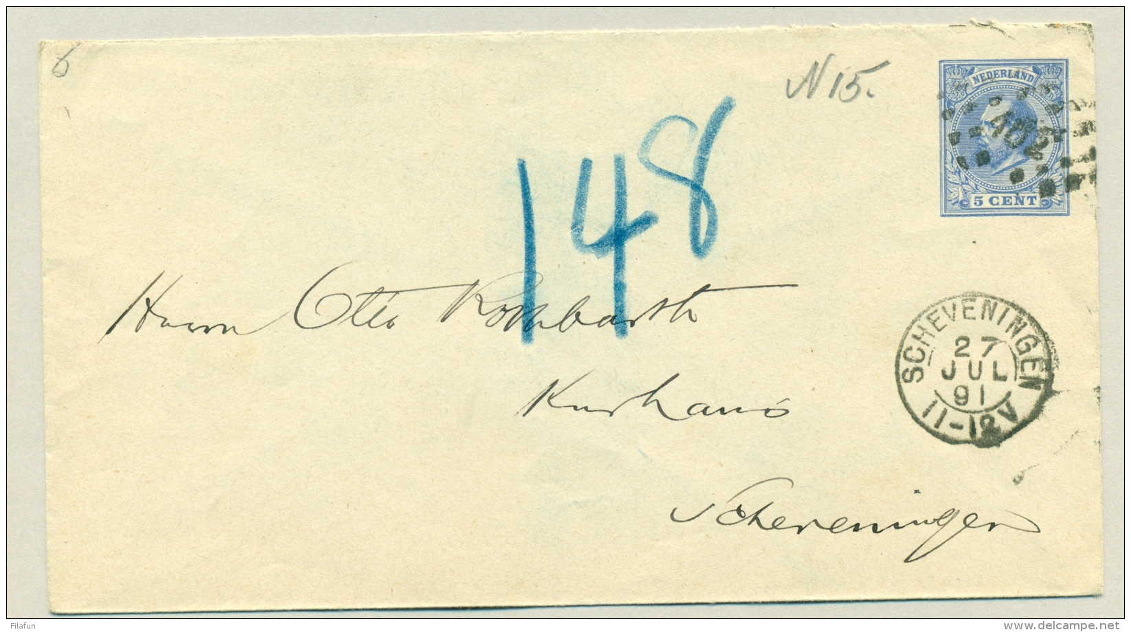 Nederland - 1891 - Punt- En Kleinrondstempel Scheveningen Op Envelop Willem III (G4) - Postal History