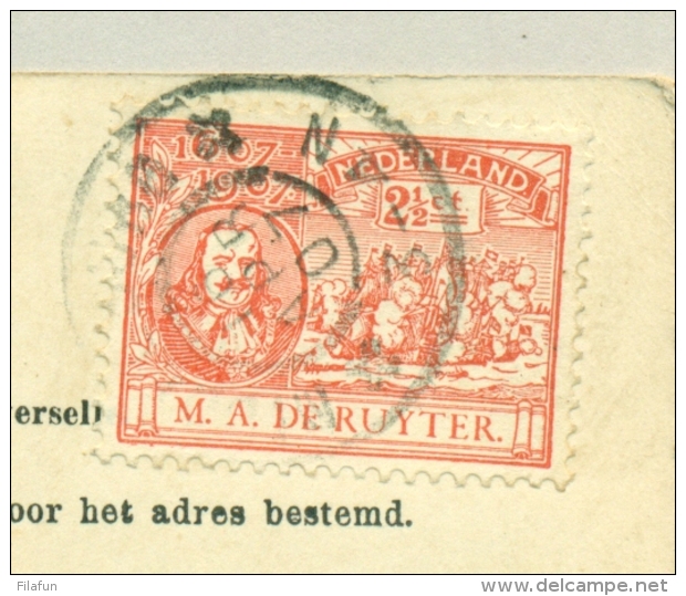 Nederland - 1907 - 2,5 Cent Michiel De Ruyter Op Ansicht Groet Uit Middelburg Naar Alkmaar - Brieven En Documenten