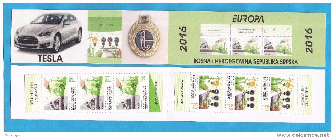 2016 EUROPA CEPT THINK GREEN AUTO TESLA BOSNIA HERZEGOWINA REPUBLIKA SRPSKA   BOOKLET  MNH - 2016