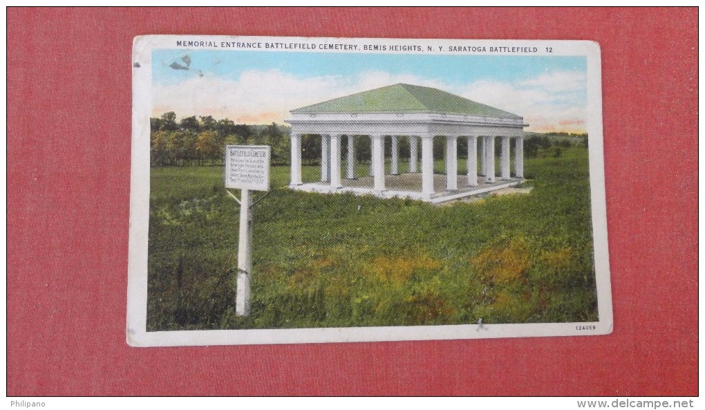 Memorial Entrance Battlefield Cemetery Bemis Heights NY New York> Saratoga Battlefield  == Ref  2294 - Saratoga Springs