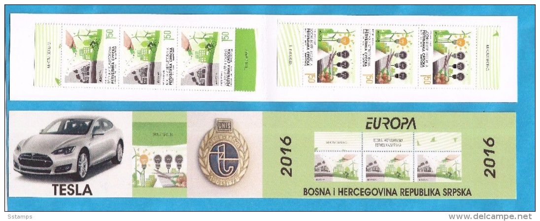 2016 EUROPA CEPT THINK GREEN AUTO TESLA BOSNIA HERZEGOWINA REPUBLIKA SRPSKA   BOOKLET  MNH - 2016