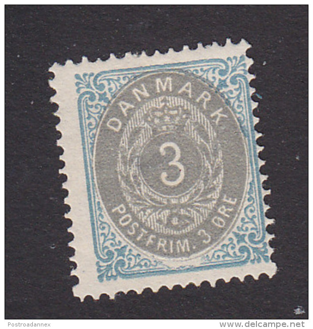 Denmark, Scott #25, Mint Hinged, Number, Issued 1875 - Unused Stamps