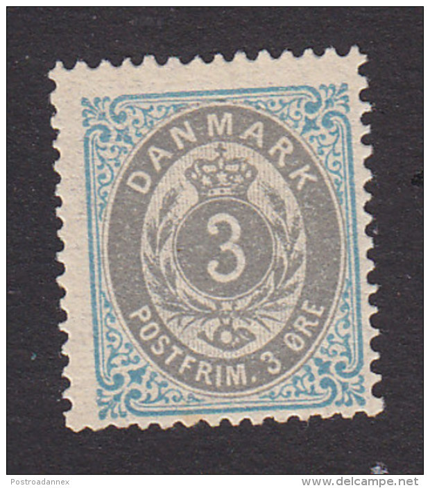 Denmark, Scott #25c, Mint Hinged, Number, Issued 1875 - Unused Stamps