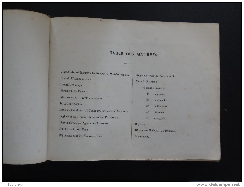 BUREAU VERITAS POUR LA CLASSIFICATION ET LA CONSTRUCTION DES NAVIRES 1881 - Non Classés