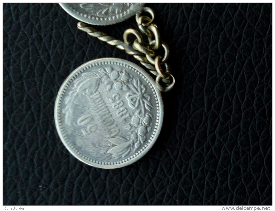 SUPERB RARE ANTIQUE BRACELET COINS KINGDOM BULGARIA 1883/1891 FERDINAND I PERFECT 8 PC.ORIGINAL - Bulgaria