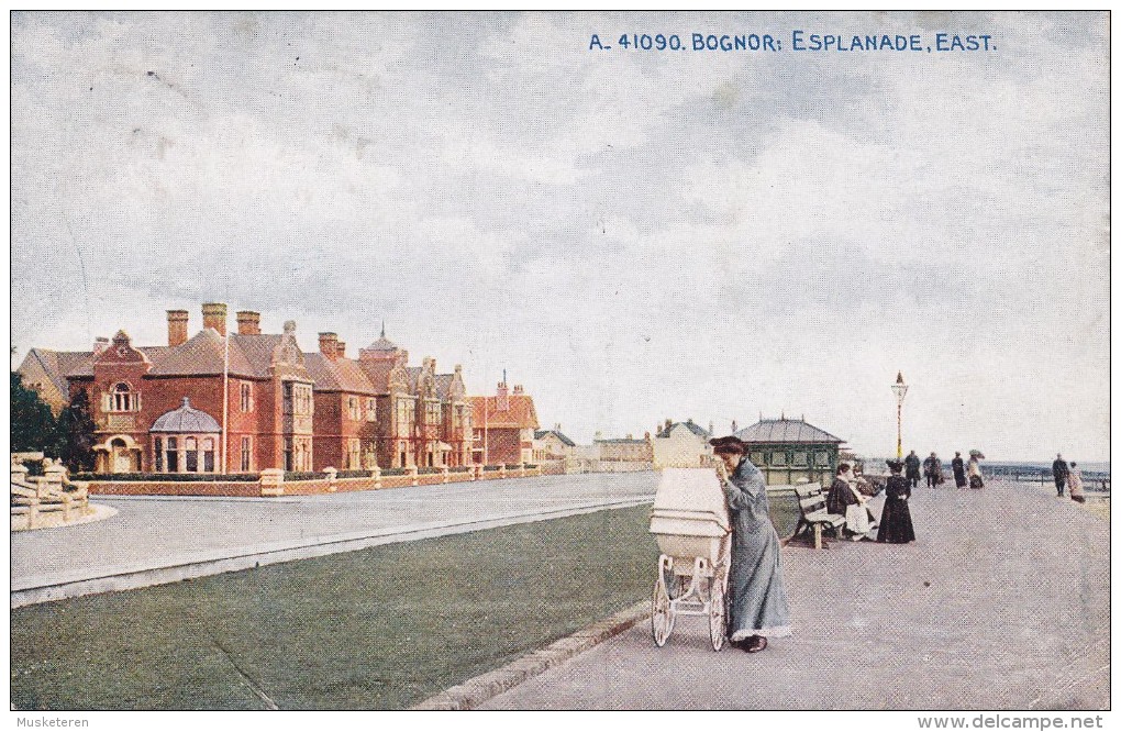 United Kingdom PPC A. 41090 Bognor Esplanade East BOGNOR 1911 Celesque Series Photocrom Co. 2x Edward VII. (2 Scans) - Bognor Regis