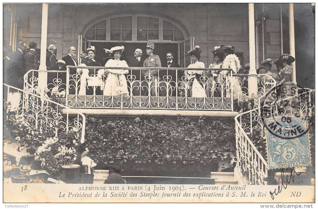 PARIS - ALPHONSE XIII A PARIS EN 1905 , S. M .LE ROI  COURSES D´AUTEUIL - Autres & Non Classés