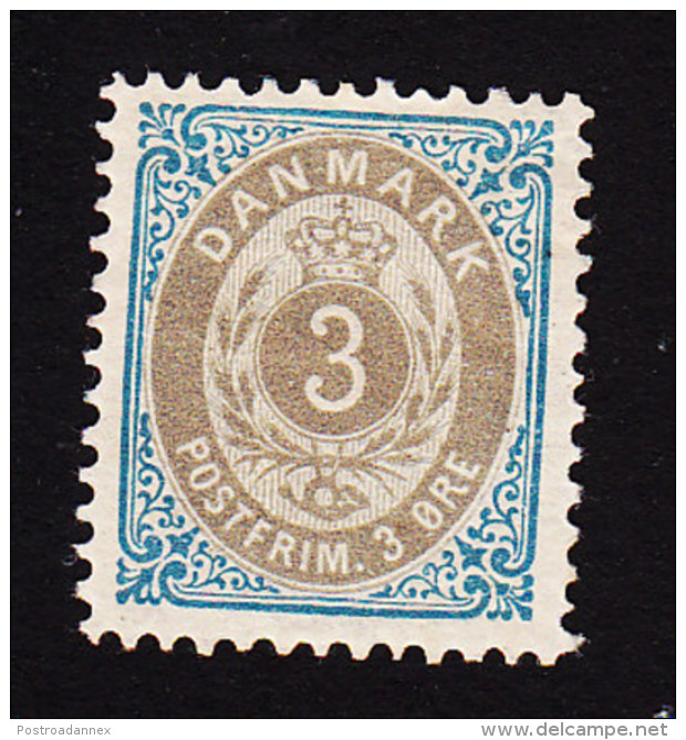 Denmark, Scott #41, Mint Hinged, Number, Issued 1895 - Unused Stamps