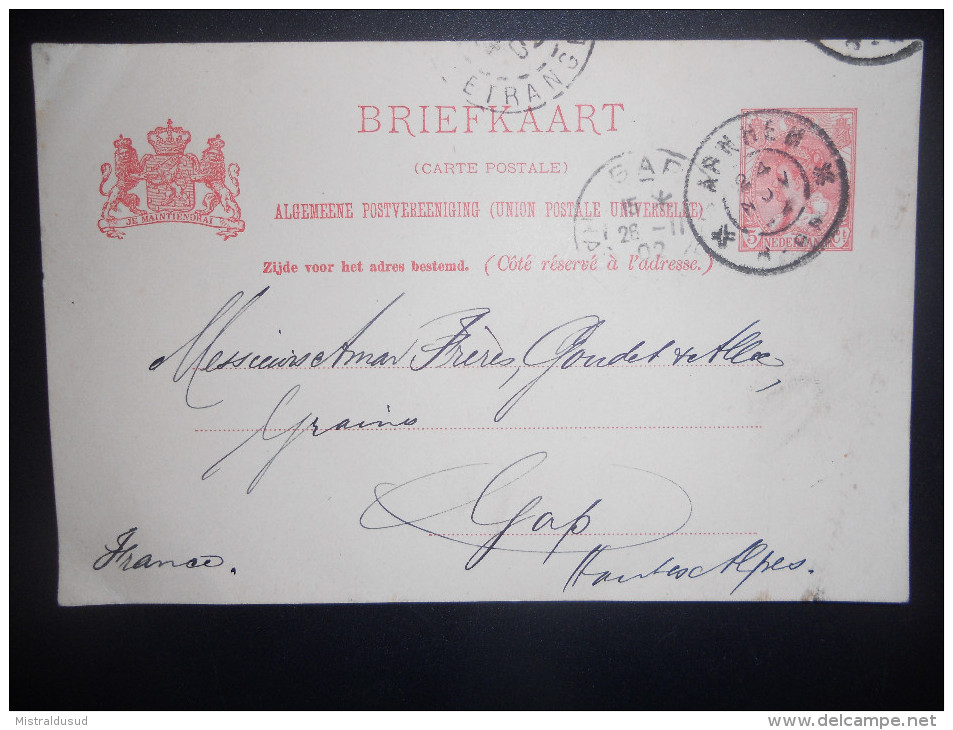 Pays Bas , Entier Postal De Arnhem 1902 Pour Gap - Postal Stationery