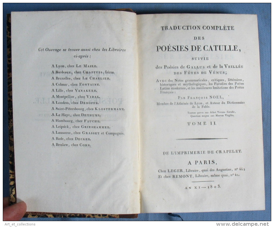 POÉSIES De CATULLE & Gallus / Édition LATIN-FRANÇAIS /  Léger & Rémond Libraires-Editeurs 1803 - Autres & Non Classés