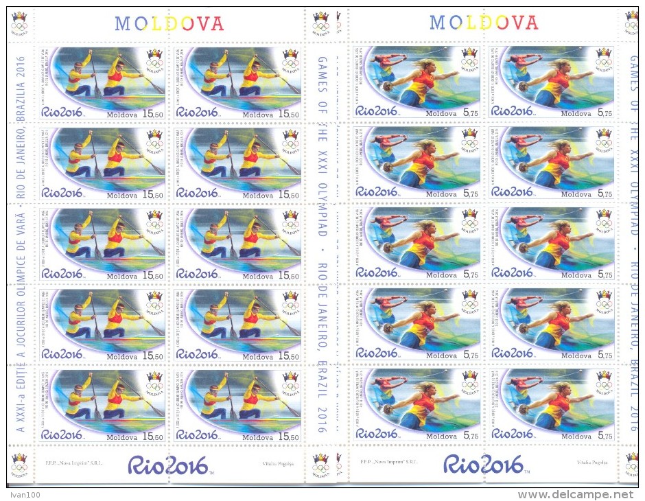 2016. Olympic Games Rio-de-Janeiro´2016, 2 Sheetlets, Mint/** - Sommer 2016: Rio De Janeiro