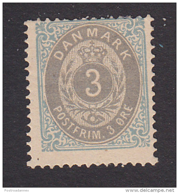 Denmark, Scott #25, Mint Hinged, Number, Issued 1875 - Unused Stamps