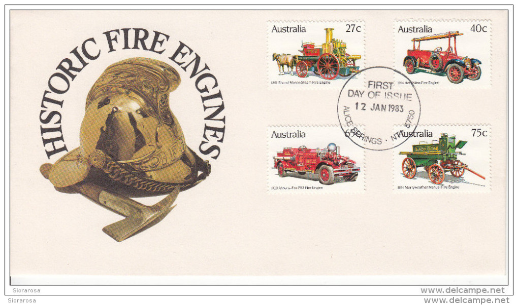 0857 Australia 1983 FDC Historic Fire Engines . (Alice Springs) Pompieri - Pompieri