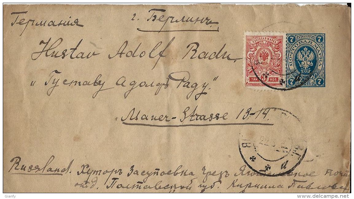 RUSSIA RUSSLAND RUSSIE 7 K + 3 K 1912 MINI COVER To GERMANY - ...-1949