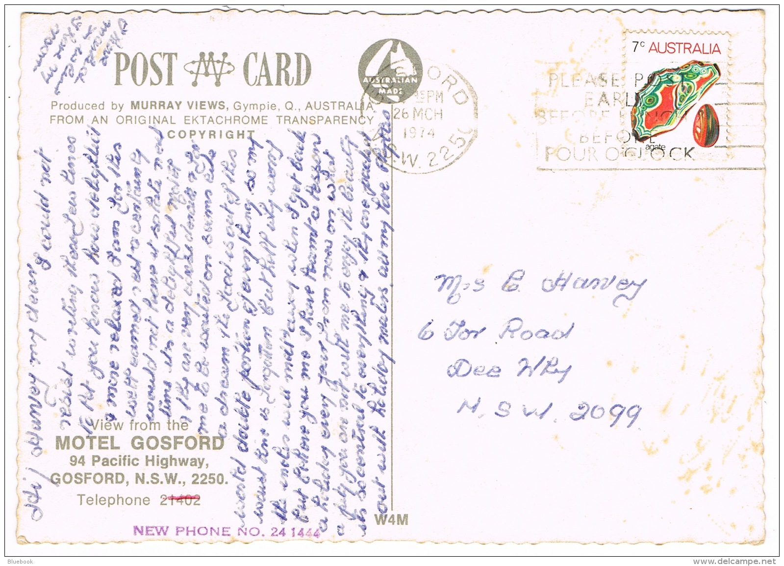 RB 1107 - 1974 Australia Postcard - Motel Gosford - Pacific Highway - New South Wales NSW - Altri & Non Classificati
