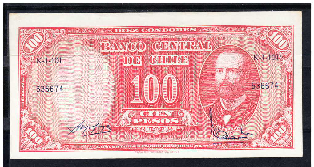 CHILE 1960    100 PESOS.ARTURO PRAT  PICK Nº 127 NUEVO SIN CIRCULAR  B802 - Chile