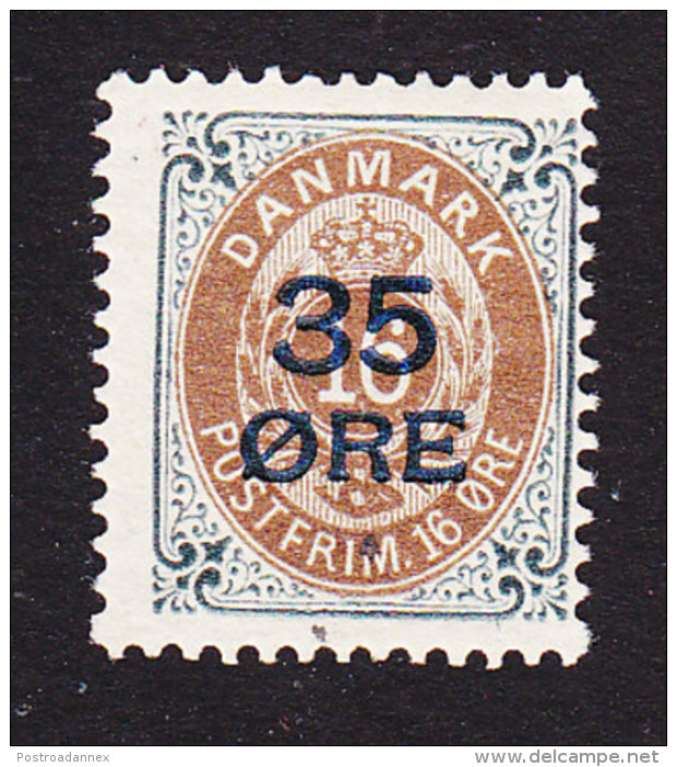 Denmark, Scott #79, Mint Hinged, Number Surcharged, Issued 1912 - Ungebraucht