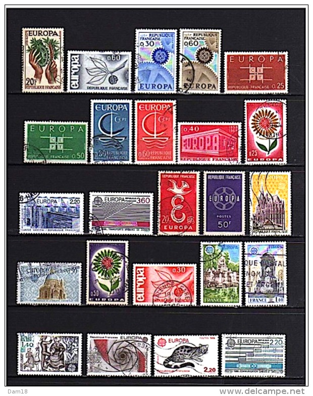 24 TIMBRES EUROPA FRANCE  OBLITERES 1ER CHOIX - Collections